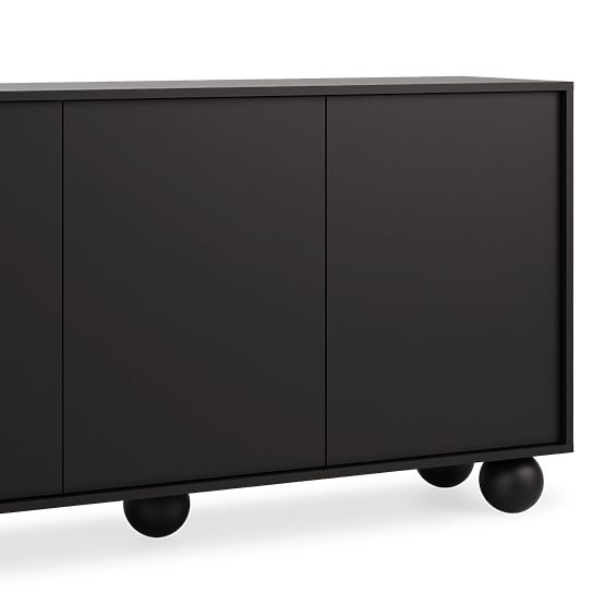 Háromajtós Aldo komód fekete, gömb lábakkal