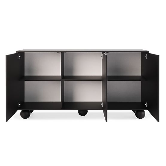 Háromajtós Aldo komód fekete, gömb lábakkal