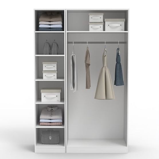 Háromajtós Neroli szekrény, íves hornyok, fehér