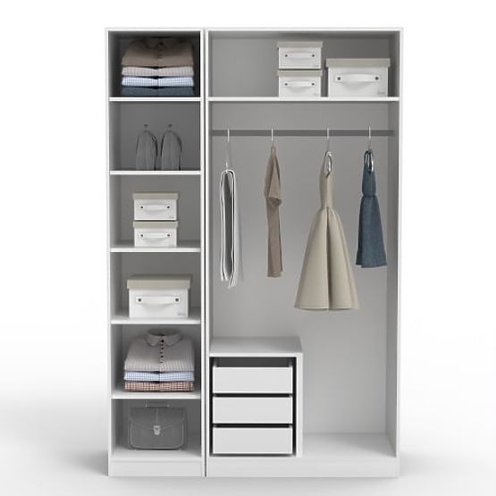 Háromajtós Neroli szekrény, íves hornyok, fehér