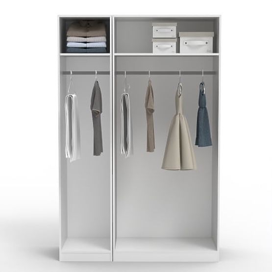 Háromajtós Neroli szekrény, tükör/egyszerű barázdák, fehér