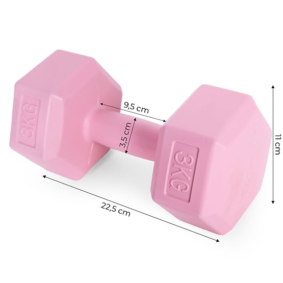 Hatszögletű súlyzókészlet 2x3 kg edző súlyok fitnesz rózsaszín ModernHome
