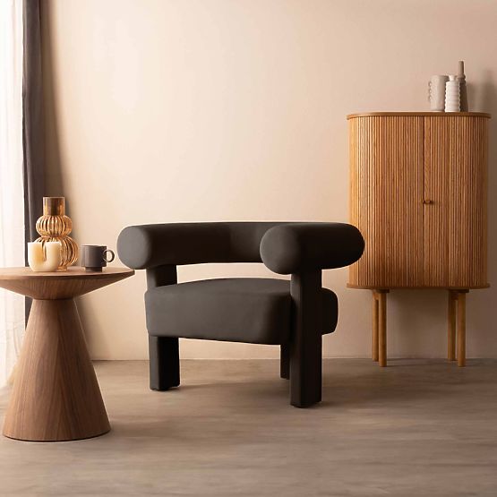 Hella relaxációs fotel barna, bársony, lekerekített