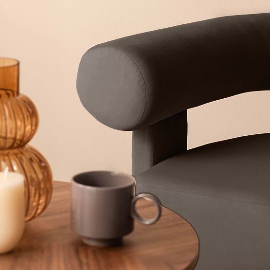 Hella relaxációs fotel barna, bársony, lekerekített