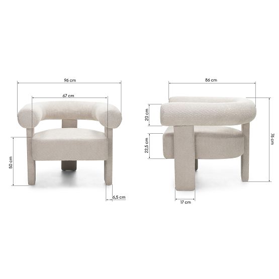 Hella relaxációs fotel világos bézs, boucle, lekerekített