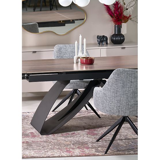 HILARIO kinyitható asztal, asztallap - dió, lábak - fekete (3p=1db)