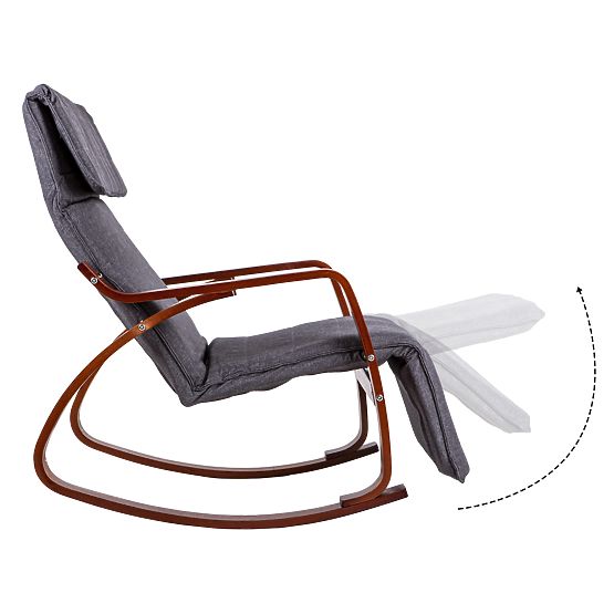 Hintaszék állítható lábtartóval és fa karfákkal