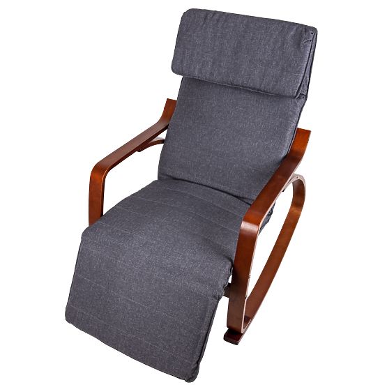 Hintaszék állítható lábtartóval és fa karfákkal