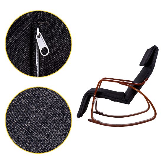 Hintaszék állítható lábtartóval, fa karfákkal