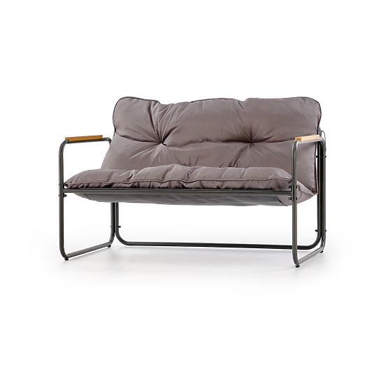 HUDSON, kerti garnitúra (kanapé, 2x fotel, asztal), szürke / barna (1p=1készlet)