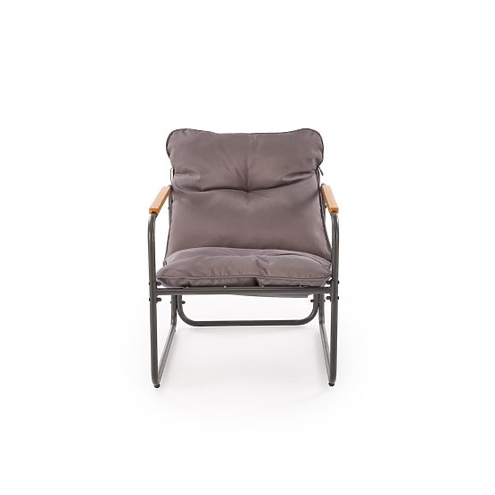 HUDSON, kerti garnitúra (kanapé, 2x fotel, asztal), szürke / barna (1p=1készlet)