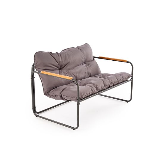 HUDSON, kerti garnitúra (kanapé, 2x fotel, asztal), szürke / barna (1p=1készlet)