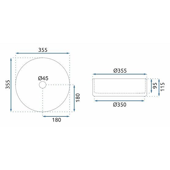 Időtlen Rea Cristal 35 Fekete mosdókagyló
