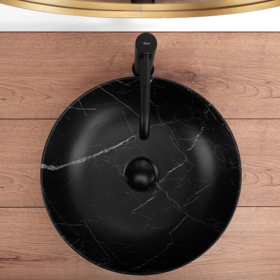 Időtlen Rea Fibo fekete matt mosdó