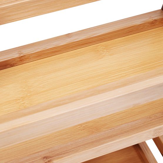 INAKI 3 szintes bambusz gurulós polc természetes