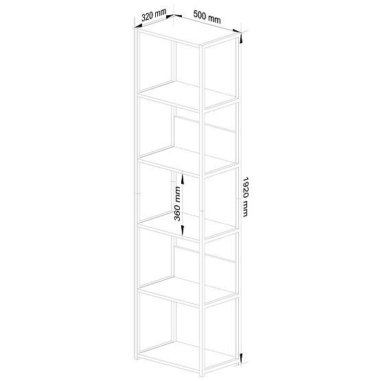 INDUSTRIÁLIS POLC 500 FEKETE/TÖLGY CRAFT