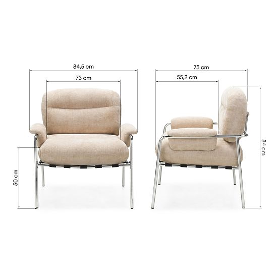 Inverno relaxációs szék bézs, krómozott