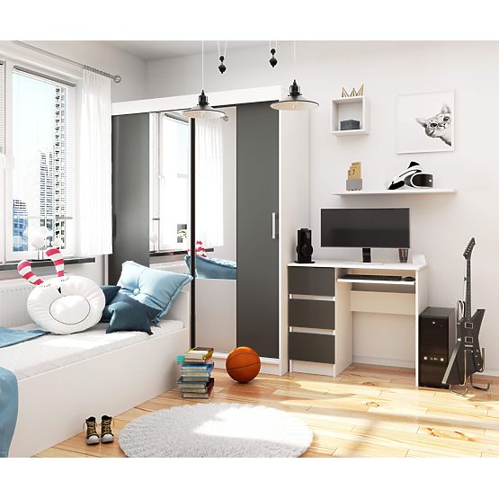 ÍRÓASZTAL A-6 CLP FEHÉR / SZÜRKE BALOS