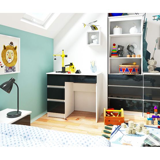 ÍRÓASZTAL A-7 CLP GRAFITSZÜRKE FÉNYES BALOS