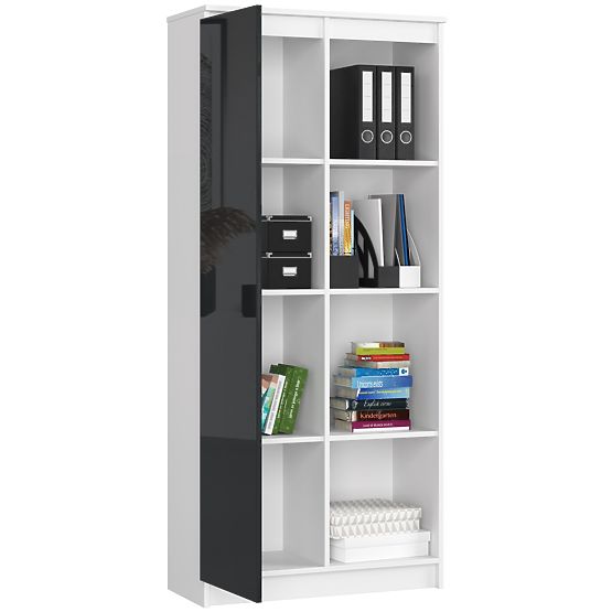 IRODAI POLC R 80 cm CLP 1 AJTÓ 4 POLC FEHÉR / GRAFITSZÜRKE FÉNYES