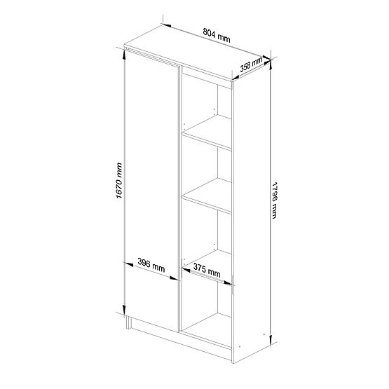 IRODAI POLC R 80 cm CLP 1 AJTÓ 4 POLC FEHÉR / GRAFITSZÜRKE FÉNYES