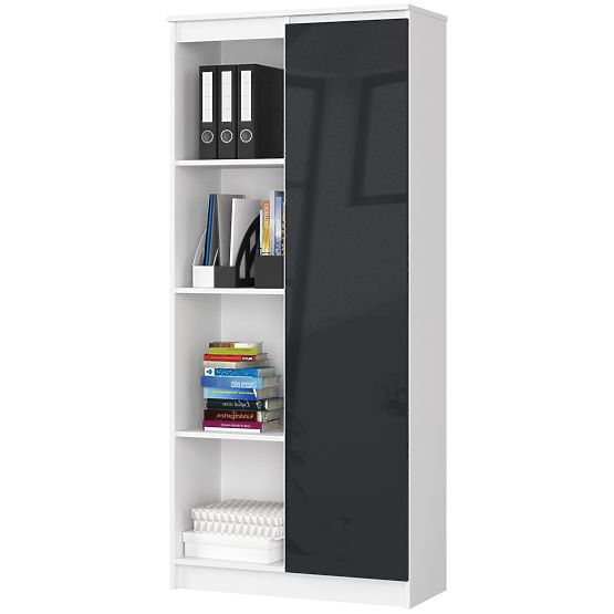 IRODAI POLC R 80 cm CLP 1 AJTÓ 4 POLC FEHÉR / GRAFITSZÜRKE FÉNYES