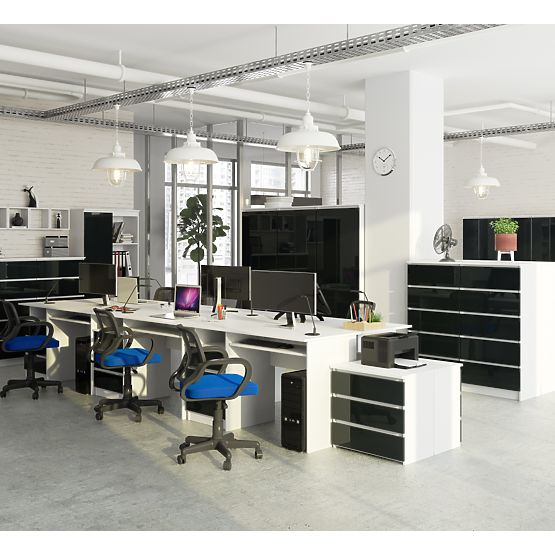 IRODAI POLC R 80 cm CLP 1 AJTÓ 4 POLC FEHÉR / GRAFITSZÜRKE FÉNYES