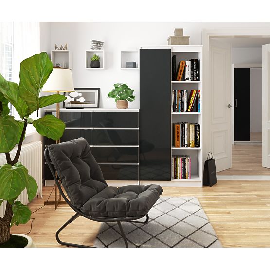 IRODAI POLC R 80 cm CLP 1 AJTÓ 4 POLC FEHÉR / GRAFITSZÜRKE FÉNYES