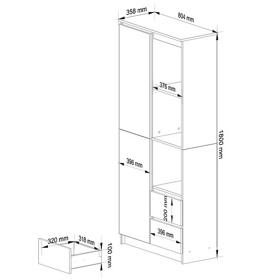 Irodai polc R 80 cm CLP R11 PK FEHÉR / FEHÉR FÉNYES