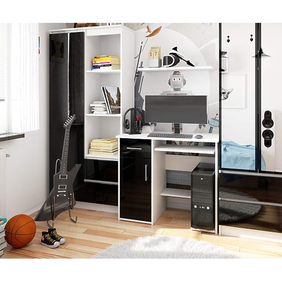 JAY PK ÍRÓASZTAL FEHÉR / FEKETE FÉNYES