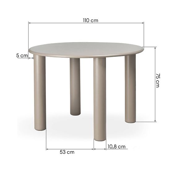 Joki étkezőasztal 110 cm, kerek, sötét bézs