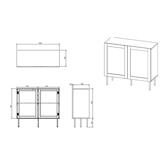 JUTA komód 100 (2D) fekete matt