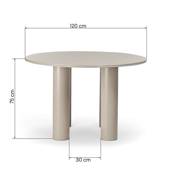Kairo étkezőasztal 120 cm, kerek, sötét bézs