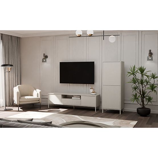 KAMARO 2DK SLIM/SIMA KASMÍR Vitrin Bordázott Lamellás + Klasszikus Előlap