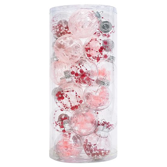 Karácsonyi díszek készlet Pink/White 115 db