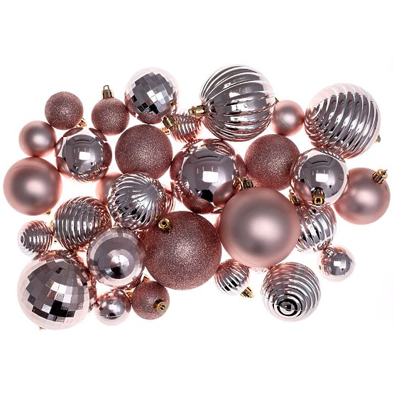 Karácsonyi díszek készlet Pink/White 115 db