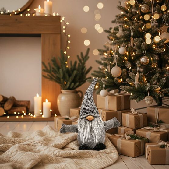 Karácsonyi manó 35 cm YX045 SZÜRKE