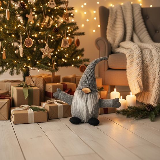 Karácsonyi manó 35 cm YX045 SZÜRKE