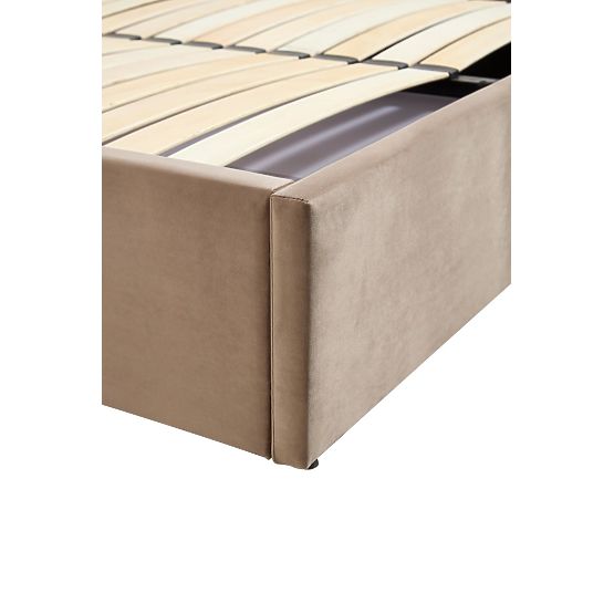 Kárpitozott ágy magas fejtámlával PALLAZO bézs - 160x200 cm