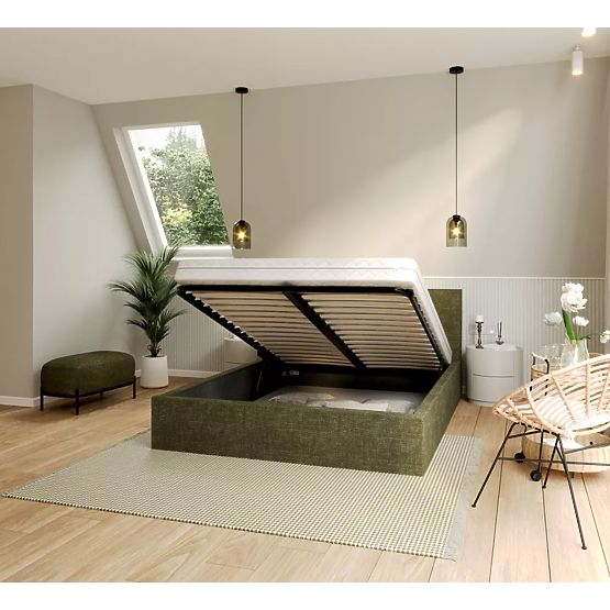 Kárpitozott ágy TULSA 120 x 200 cm - Oliva zöld