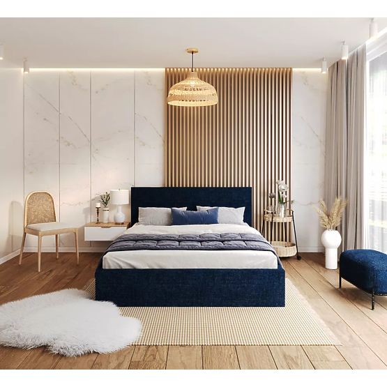 Kárpitozott ágy TULSA 140 x 200 cm - Sötétkék