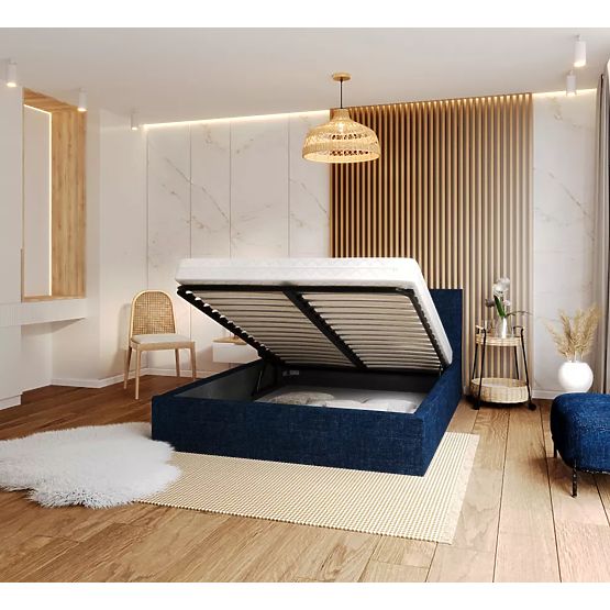 Kárpitozott ágy TULSA 160 x 200 cm - Sötétkék