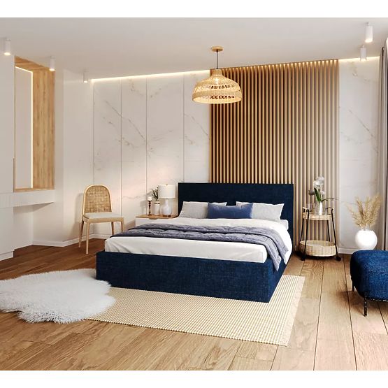 Kárpitozott ágy TULSA 160 x 200 cm - Sötétkék