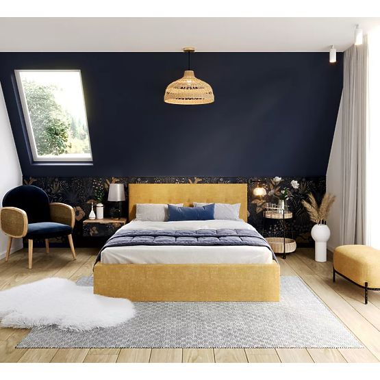 Kárpitozott ágy TULSA 180 x 200 cm - Sárga