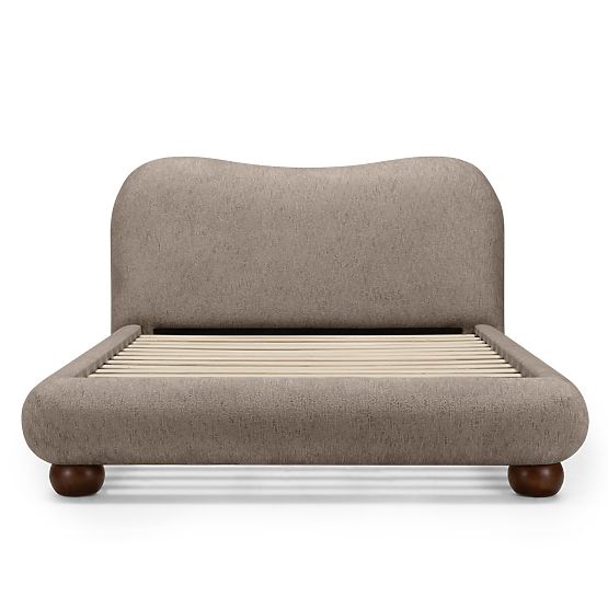 Kárpitozott Bowee ágy 160x200 cm, rácsos, szürke, gömb lábakkal