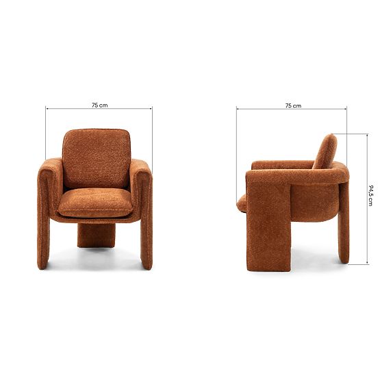 Kárpitozott Campat szék réz színben, lekerekített