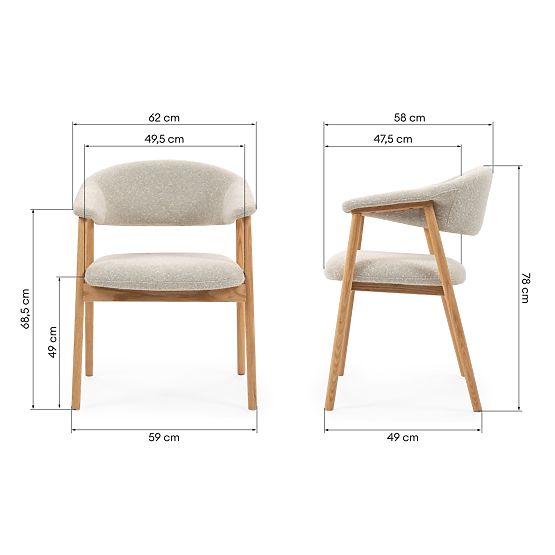 Kárpitozott Capri szék, világos bézs/tölgyfa