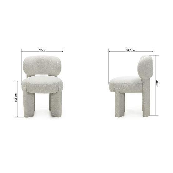 Kárpitozott Falone szék bézs-szürke, boucle, lekerekített formák