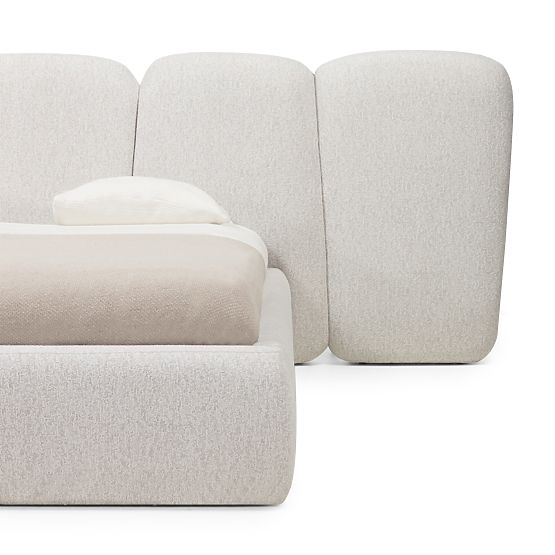 Kárpitozott Fencee ágy 160x200 cm, ráccsal, lekerekített, világos bézs