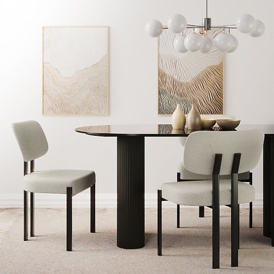 Kárpitozott Flare szék, bézs/fekete lábak